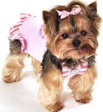 Pink Striped Princess Knit Dog Dress