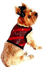 Ruby Red Brocade Minky Plush Dog Harness