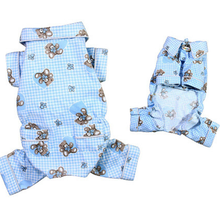 Teddy Bear Love Flannel Dog Pajamas - Blue
