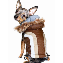 Swiss Alpine Dog Ski Vest Jacket - Brown / Detachable Hood