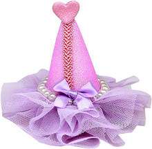 Pretty Birthday Party Dog Hat Clip On - Lavender