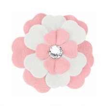 Special Occasion Puppy Pink-White Dog Hair Bow, flower shaped petals.