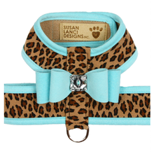 Tiffi Blue Cheetah Couture Collection Big Bow Tinkie Dog Harness - Tiffi Blue Trim