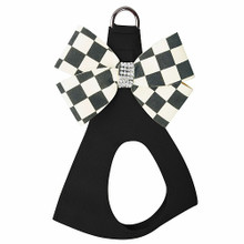 Windsor Check Black Nouveau Bow Dog Step in Harness