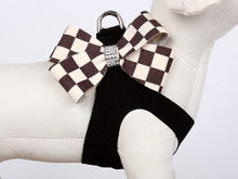 Windsor Check Black Nouveau Bow Dog Step in Harness