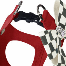 Windsor Check Red Nouveau Bow Dog Step in Harness