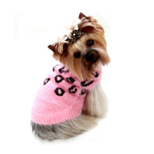 FeatherSoft Cheetah Dog Sweater - Pink