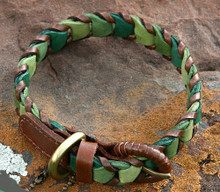 Shades of Green Leather Dog Collar - Size 10