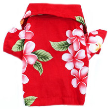 Red Flower Hawaiian Dog Shirt