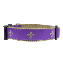 Purple Fleur de Lis 1/2, 3/4 & 1.25 inch Dog & Cat Collar