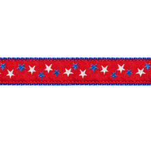 Red Patriotic Stars 1/2, 3/4 & 1.25 inch Dog & Cat Collar, Harness