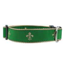 Green Fleur de Lis 1/2, 3/4 & 1.25 inch Dog & Cat Collar