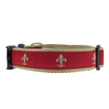 Red Fleur de Lis 1/2, 3/4 & 1.25 inch Dog & Cat Collar