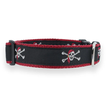 Red Skull Crossbones 3/4 & 1.25 inch Dog Collar & Harness