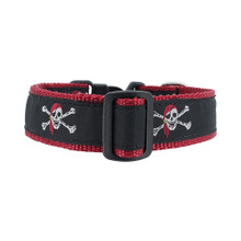 Red Skull Crossbones 3/4 & 1.25 inch Dog Collar & Harness