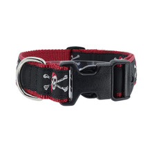 Red Skull Crossbones 3/4 & 1.25 inch Dog Collar & Harness