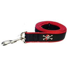 Red Skull Crossbones 3/4 & 1.25 inch Dog Collar & Harness