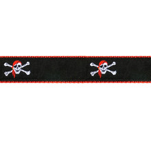 Red Skull Crossbones 3/4 & 1.25 inch Dog Collar & Harness