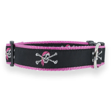 Pink Skull Crossbones 3/4 & 1.25 inch Dog Collar & Harness