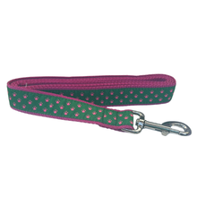 Dog Collar - Pink Paws on Green -  3/4 & 1 1/4