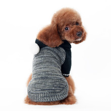 Contrast Hoodie Dog Sweater Black