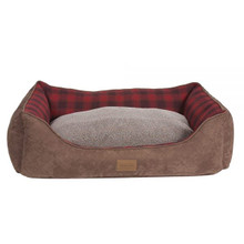 Red Ombre Plaid Kuddler Dog Bed