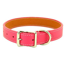 Tuscan Leather Dog Collar & Leash - Pink