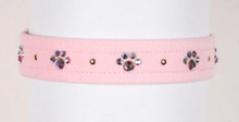 Puppy PInk Wide 5/8" Crystal Paws Dog Collar