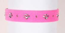 Perfect Pink Wide 5/8" Crystal Paws Dog Collar