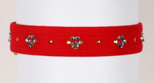 Red Wide 5/8" Crystal Paws Dog Collar