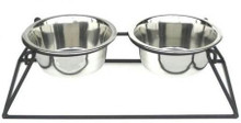 Pyramid Elevated Double Dog Feeder - Small/Black