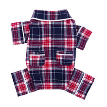 Navy Blue Plaid Flannel Dog Pajamas