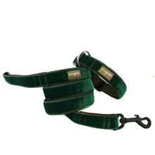 Evergreen Velvet Hand Embroidered Dog Collar - Dark Green