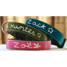 Hunter Velvet Hand Embroidered Dog Collars - Hunter Green
