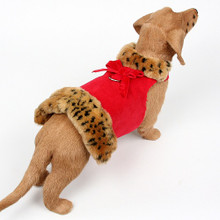 Susan Lanci Velvet Bow Red / Lynx Fur Dog Coat Harness