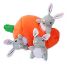 Burrow Squeaky Hide and Seek Plush Dog Toy - Bunny 'n Carrot