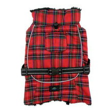 Red and Green Plaid Alpine Flannel Dog Coat - Size Medium
