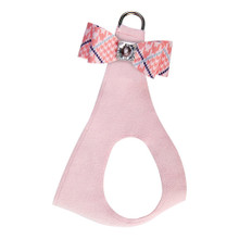Peaches N Cream Glen Houndstooth Big Bow Step In Harness - Puppy Pink