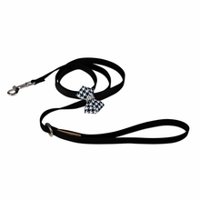 Black & White Houndstooth Nouveau Bow Dog Leash