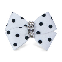 Black and White Polkadot Nouveau Bow Hair Bow Barrette