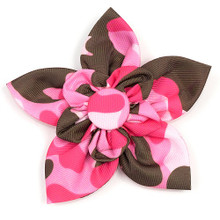 Camo Pink Pet Dog Collar Flower