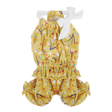 Floral Volum Sleeveless Summer Dog Jumpsuit - Yellow