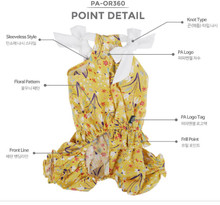 Floral Volum Sleeveless Summer Dog Jumpsuit - Yellow