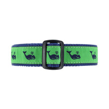 Cat or Dog Collar - Navy Whale on Kelly Green  - 1/2, 3/4 & 1 1/4