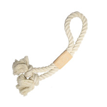 Natural Cotton Rope & Leather Tug Toy - Knot