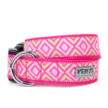 Graphic Diamond Pink Pet Dog Collar & Optional Lead