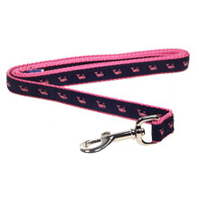 Cat or Dog Collar - Whales Pink on Navy - 1/2, 3/4, 1 1/4