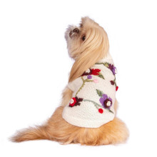 Alqo Wasi Alpaca Dog Sweater - Embroidered Flower