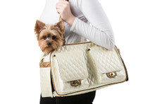 Petote Marlee Pet Dog Carrier - Ivory Quilted With Snake by Petote