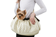 Petote Gigi Sling - Ivory Quilted Pet Dog Carrier